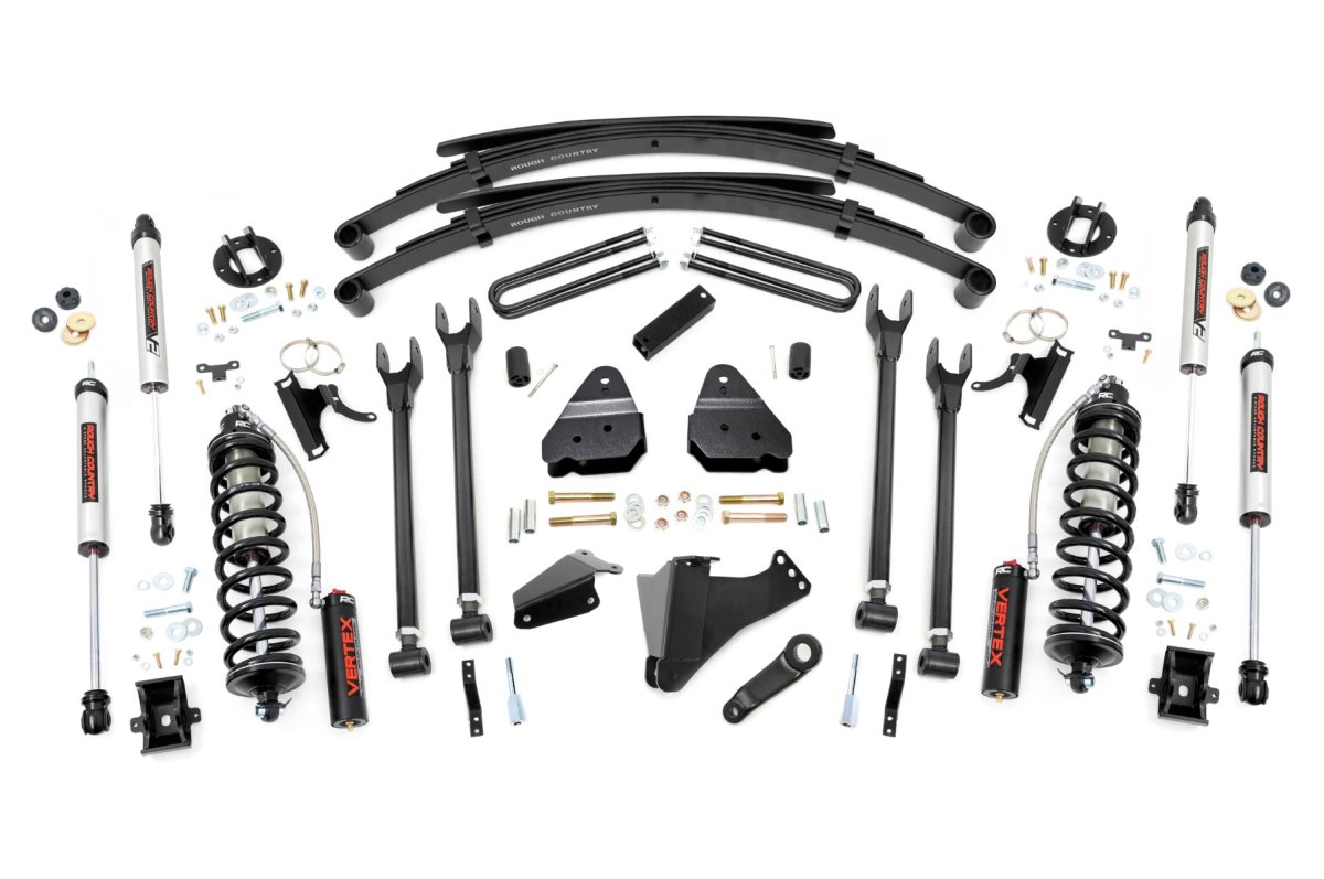 Ford F-250 Super Duty Suspension Lift Kit - Rough Country - 6 Inch Lift Kit | Diesel | 4 Link | RR Spring | C/O V2 - '05-'07
